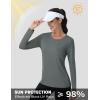 imageMAGCOMSEN Womens UPF 80 Workout Shirts Long Sleeve Atheltic TShirt Quick Dry Rash Guard Swim TopsGrey