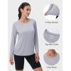 imageMAGCOMSEN Womens UPF 80 Workout Shirts Long Sleeve Atheltic TShirt Quick Dry Rash Guard Swim TopsLight Grey