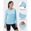 imageMAGCOMSEN Womens UPF 80 Workout Shirts Long Sleeve Atheltic TShirt Quick Dry Rash Guard Swim TopsLight Lake Blue