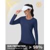 imageMAGCOMSEN Womens UPF 80 Workout Shirts Long Sleeve Atheltic TShirt Quick Dry Rash Guard Swim TopsNavy Blue