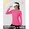 imageMAGCOMSEN Womens UPF 80 Workout Shirts Long Sleeve Atheltic TShirt Quick Dry Rash Guard Swim TopsRosy Red