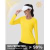 imageMAGCOMSEN Womens UPF 80 Workout Shirts Long Sleeve Atheltic TShirt Quick Dry Rash Guard Swim TopsYellow