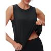 imageMAGCOMSEN Womens Workout Tank Tops Crop Sleeveless Athletic Moisture Wicking Loose Fit Summer ShirtBlack