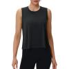 imageMAGCOMSEN Womens Workout Tank Tops Crop Sleeveless Athletic Moisture Wicking Loose Fit Summer ShirtBlack