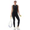 imageMAGCOMSEN Womens Workout Tank Tops Crop Sleeveless Athletic Moisture Wicking Loose Fit Summer ShirtBlack