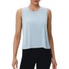 imageMAGCOMSEN Womens Workout Tank Tops Crop Sleeveless Athletic Moisture Wicking Loose Fit Summer ShirtLsblue