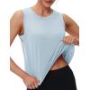 imageMAGCOMSEN Womens Workout Tank Tops Crop Sleeveless Athletic Moisture Wicking Loose Fit Summer ShirtLsblue