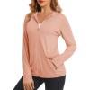 imageMAGCOMSEN Jackets for Women Full Zip Up Lightweight Long Sleeve UPF 50 Workout Workout Sun Protection HoodieApricot