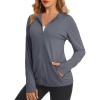 imageMAGCOMSEN Jackets for Women Full Zip Up Lightweight Long Sleeve UPF 50 Workout Workout Sun Protection HoodieDark Grey