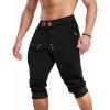imageMAGCOMSEN Mens 34 Jogger Capri Pants with Zipper Pockets Knee Length Running Training Workout ShortsBlack