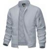 imageMAGCOMSEN Mens Bomber Jacket Casual Windproof Quilted Jacket Full Zip Windbreaker Winter Warm Varsity Jacket with PocketsLight Grey