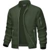 imageMAGCOMSEN Mens Bomber Jacket Lightweight Casual Windbreaker Spring Fall Zip Up Coat with 5 Pocket02 Army Green