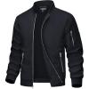 imageMAGCOMSEN Mens Bomber Jacket Lightweight Casual Windbreaker Spring Fall Zip Up Coat with 5 Pocket02 Black