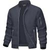 imageMAGCOMSEN Mens Bomber Jacket Lightweight Casual Windbreaker Spring Fall Zip Up Coat with 5 Pocket02 Dark Grey