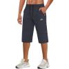 imageMAGCOMSEN Mens Capri Shorts Quick Dry Below Knee 34 Capri Pants with Zipper Pockets for Workout Running Training SummerGrey