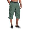 imageMAGCOMSEN Mens Cargo Shorts Long Capri Elastic Below The Knee 34 Cotton Casual Summer Shorts with PocketsPea Green