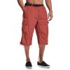 imageMAGCOMSEN Mens Cargo Shorts Long Capri Elastic Below The Knee 34 Cotton Casual Summer Shorts with PocketsRed
