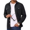 imageMAGCOMSEN Mens Corduroy Shirt Jacket Long Sleeve Lightweight Jacket ButtonUp Casual Shacket with Flap PocketsBlack