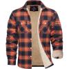 imageMAGCOMSEN Mens Flannel Shirt Fleece Lined Heavyweight Flannel Jacket Cotton Button Up Plaid Shirt Warm Winter CoatOrange