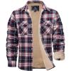 imageMAGCOMSEN Mens Flannel Shirt Fleece Lined Heavyweight Flannel Jacket Cotton Button Up Plaid Shirt Warm Winter CoatRed