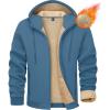 imageMAGCOMSEN Mens Fleece Hoodie Sherpa Jacket Full Zip Warm Fuzzy Windproof Winter Coats Hooded OutwearHaze Blue