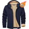 imageMAGCOMSEN Mens Fleece Hoodie Sherpa Jacket Full Zip Warm Fuzzy Windproof Winter Coats Hooded OutwearNavy