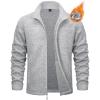 imageMAGCOMSEN Mens Fleece Jacket Lightweight Full Zip Jackets Casual Soft Warm Winter Coats Zip Up Sweater with PocketsWhite Heather