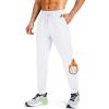 imageMAGCOMSEN Mens Fleece Joggers with Pockets Winter Warm Pants Workout Athletic Gym Sweatpants for MenWhite