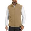 imageMAGCOMSEN Mens Fleece Vest Lightweight Zip Up Winter Vests Outerwear Warm Polar Sleeveless Jacket with Pockets Casual GolfKhaki