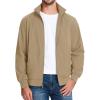 imageMAGCOMSEN Mens Lightweight Bomber Jacket Windproof Water Resistant Zip Up Coat Stand Up Collar Windbreaker with 3 PocketsKhaki