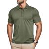 imageMAGCOMSEN Mens Short Sleeve Polo Golf Shirts 3Button Moisture Wicking Athletic TShirts Casual Collared ShirtArmy Green