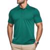 imageMAGCOMSEN Mens Short Sleeve Polo Golf Shirts 3Button Moisture Wicking Athletic TShirts Casual Collared ShirtEmerald Green