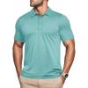 imageMAGCOMSEN Mens Short Sleeve Polo Golf Shirts 3Button Moisture Wicking Athletic TShirts Casual Collared ShirtLight Green