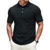 imageMAGCOMSEN Mens ShortSleeve PoloGolf Shirts for Men 3Button Moisture WickingAthletic Outdoor Collared TShirtBlack
