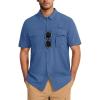 imageMAGCOMSEN Mens UPF 50 Fishing Shirts UV Sun Protection Cooling Quick Dry Short Sleeve Shirts for Hiking Safari CampingBlue Gray