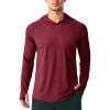 imageMAGCOMSEN Mens UPF 50 Sun Protection Hoodie Lightweight Long Sleeve Rash Guard Shirts Fishing Swim Athletic WorkoutWine Red