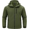 imageMAGCOMSEN Mens Waterproof Fleece Lined Rain Jacket Lightweight Softshell Raincoat with Hood Winter Hiking WindbreakerArmy Green