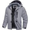 imageMAGCOMSEN Mens Winter Coats Ski Snow Water Resistant Jacket Warm Fleece Parka Raincoats with Hood for Hiking WorkLight Grey