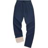 imageMAGCOMSEN Mens Winter Fleece Pants Sherpa Lined Sweatpants with Pockets Drawstring Lounge Running Athletic Warm PantsNavy