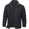 imageMAGCOMSEN Mens Winter Zip Up Polar Fleece Jacket Athletic Tactical Hiking Outdoor Jackets with 3 PocketsBlack