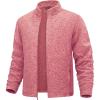 imageMAGCOMSEN Mens Zip Up Sweatshirt Casual Fleece Jacket with Zipper Pockets and Stand CollarPink