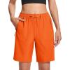 imageMAGCOMSEN Womens Hiking Shorts Lightweight Quick Dry 8quot Golf Shorts Water Resistant with 3 Zipper PocketsOrange