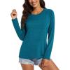 imageMAGCOMSEN Womens Long Sleeve Shirts UPF 50 Workout Tops Sun Protection Athletic Running Swim Rash GuardPeacock Blue