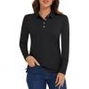 imageMAGCOMSEN Womens Polo Shirts Long Sleeve Golf T Shirt Quick Dry UPF 50 Sun Protection Lightweight Athletic Tennis ShirtsBlack