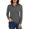 imageMAGCOMSEN Womens Polo Shirts Long Sleeve Golf T Shirt Quick Dry UPF 50 Sun Protection Lightweight Athletic Tennis ShirtsDark Grey