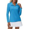 imageMAGCOMSEN Womens Quarter Zip Pullover Long Sleeve UPF 50 Rashguard Golf Sun Protection Shirts Quick Dry Workout TopsBlue Green