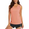 imageMAGCOMSEN Womens Sleeveless Workout Shirts UPF 80 Dry Fit Running Wicking Tank Tops Athletic Gym SummerApricot