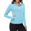 imageMAGCOMSEN Womens UPF 50 Lightweight Zip Up Jackets Cropped Athletic Workout UV Protection Sun Shirt RunningLight Blue