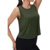imageMAGCOMSEN Womens Workout Tank Tops Crop Sleeveless Athletic Moisture Wicking Loose Fit Summer ShirtArmygreen