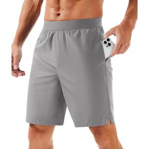 imageMAGCOMSEN Mens Athletic Running Shorts 8quot Quick Dry Lightweight Workout Gym Sports Hiking Shorts UPF 50 with 3 PocketsLight Gray